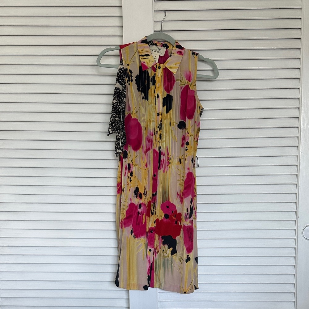 Tabitha Asymmetrical Dress - Pink, Black, and Cream